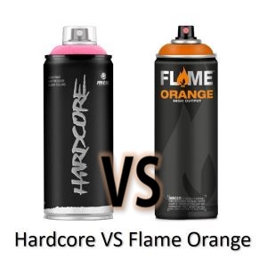 Comparativa Spray Hardcore vs flame orange