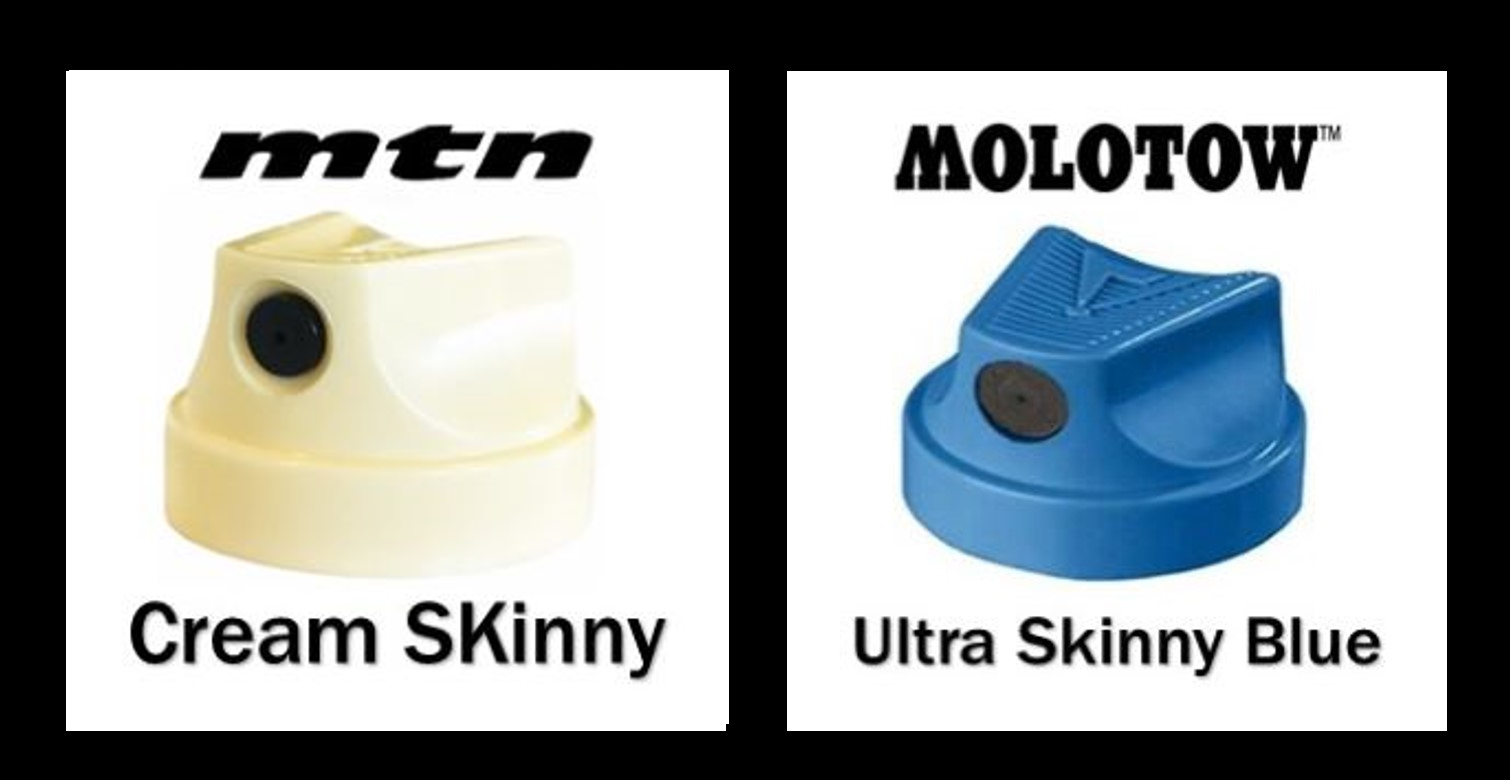 blue skinny cap de Molotow vs Cream cap 