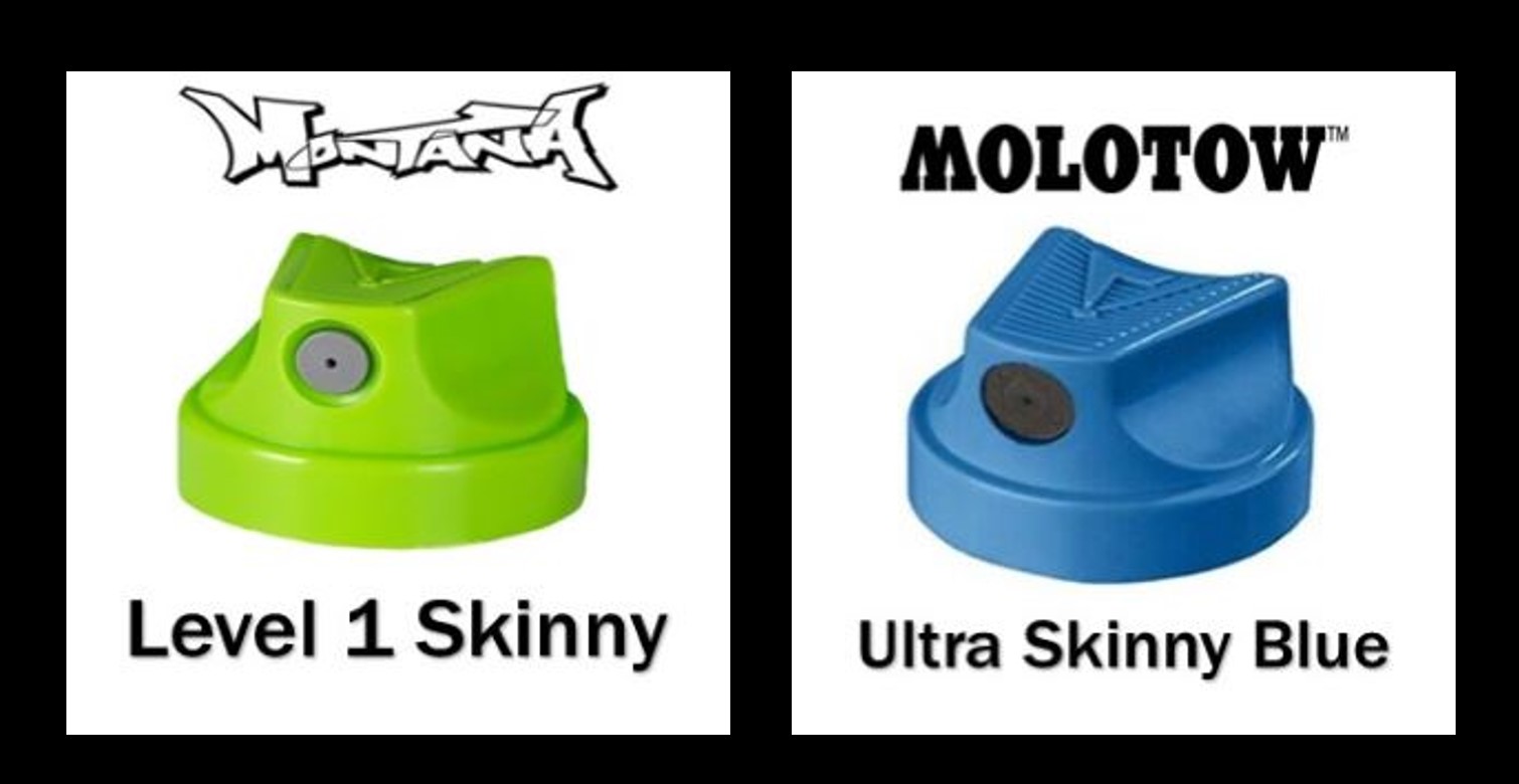 blue skinny cap de Molotow vs level 1 cap 